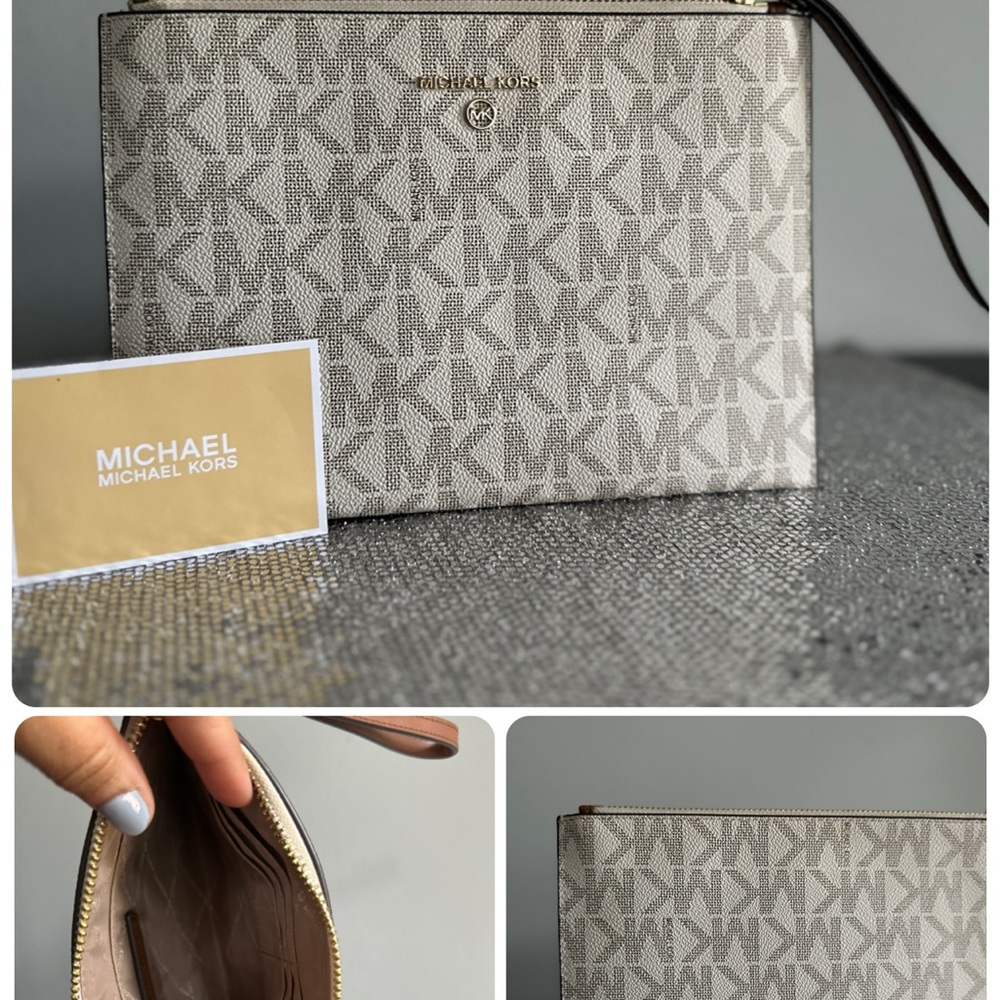 Michael Kors Beige Monogram Clutch